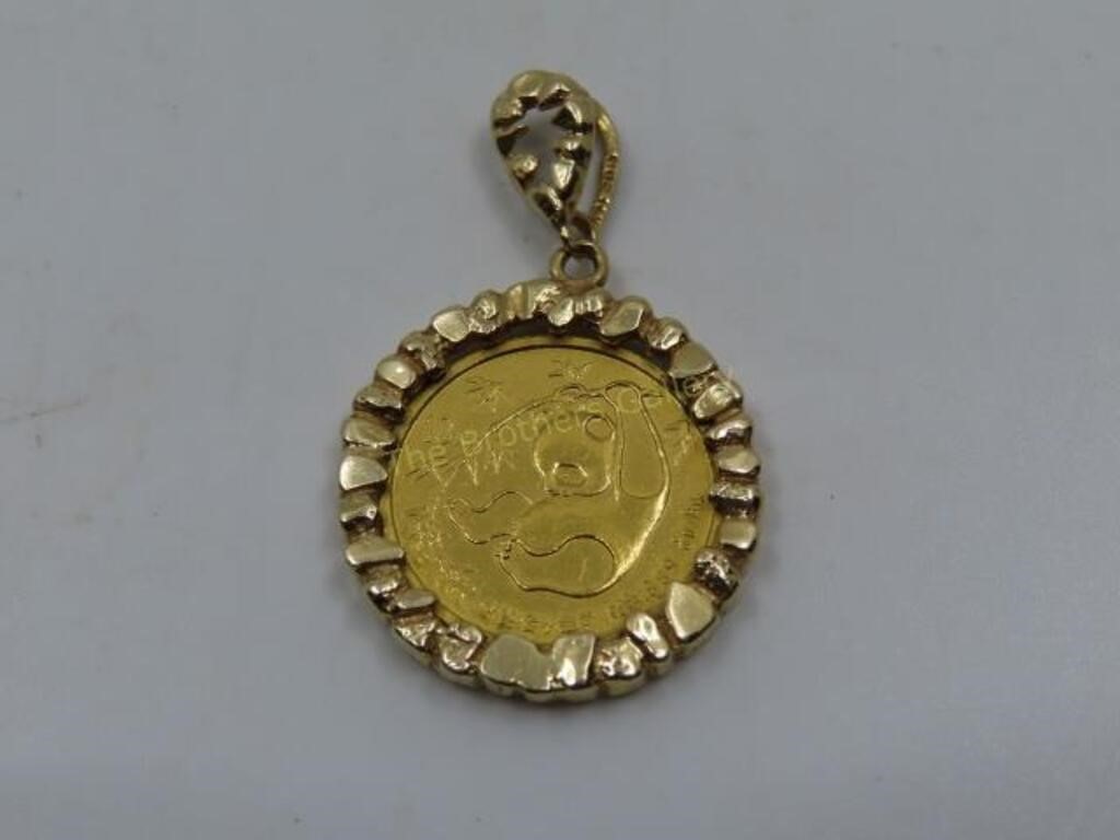 1985 10 Yuan (1/10 oz) w/14K Gold Bezel