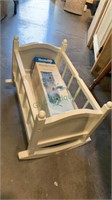 White baby doll cradle with a Have a Heart