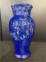 Cobalt Blue & Gold Painted Pottery Vase