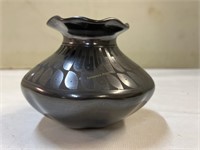 Native American Black Pottery Vase by Susy D