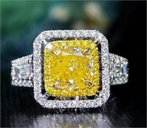 2ct natural yellow diamond ring in 18k gold