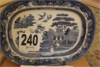 PORCELAIN TRAY 18.5" BLUE WILLOW DESIGN