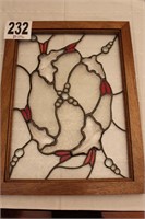 FRAMED STAINED GLASS PANEL 26 X 20