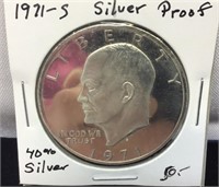 OF) 1971-S SILVER PROOF IKE DOLLAR,IMMACULATE COIN