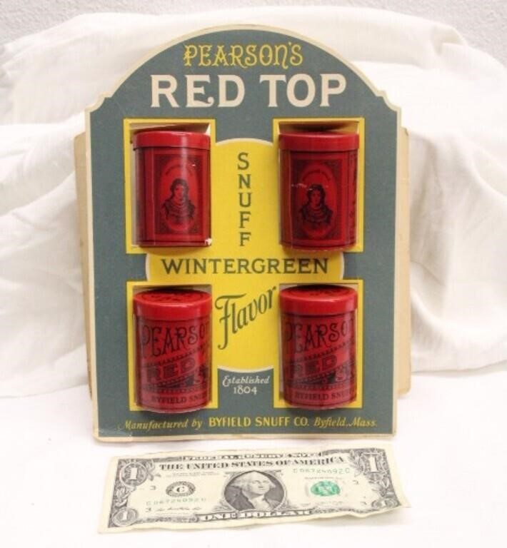 STORE COUNTER TOP DISPLAY PEARSONS RED TOP SNUFF