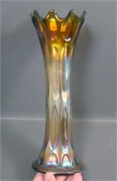 Fenton Green Long Thumbprint Vase