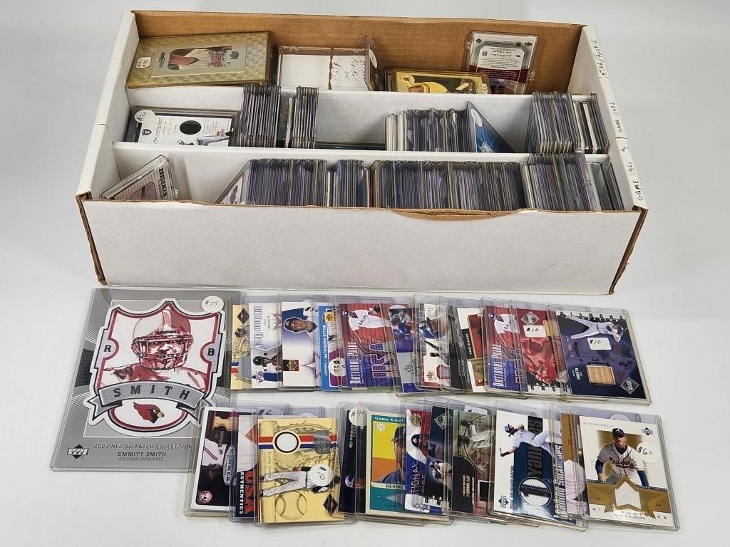 BOX FULL OF VARIOUS RELIC PATCH CARDS