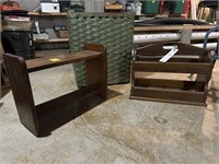 Wooden Magazine Rack, Wooden Shelf and Green