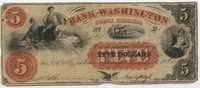 The Bank of Washington $5 North Carolina 1861