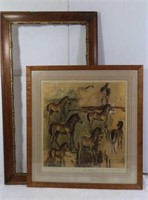 Vintage Framed Horse Print Signed Sir A. J.