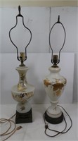 2 Table Lamps-Glass w/Metal Base, No Shades-33"H