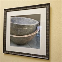 Framed Photography Art Of Antique Pottery Bowls