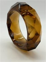 Vintage Faceted Smoky Amber Lucite Bangle