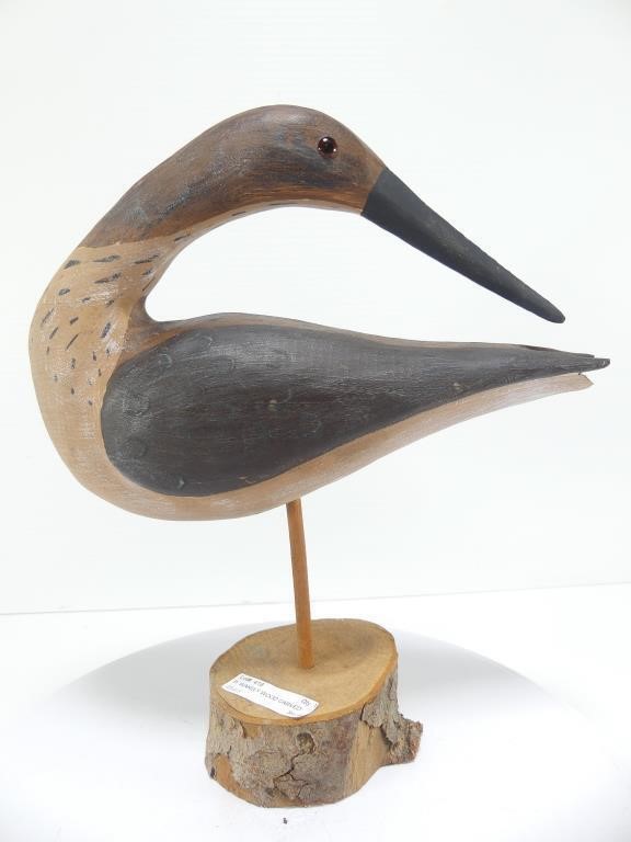 P. WAKELY WOOD CARVED DOWITCHER SHORE BIRD