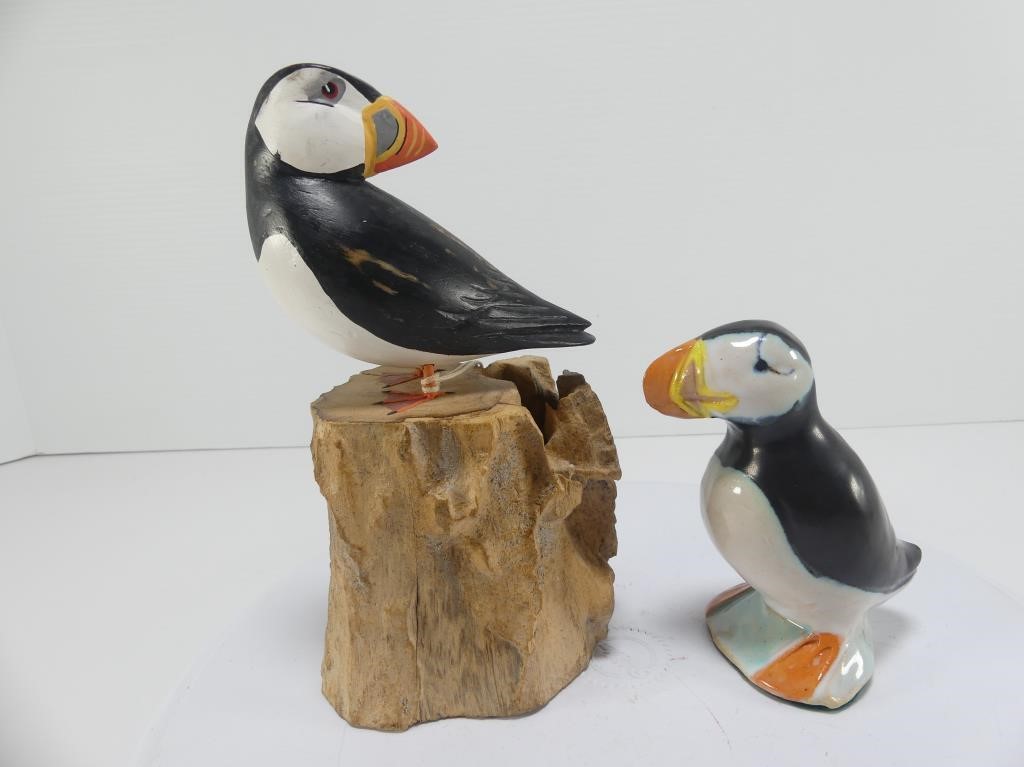 ARCHIPELAGO WOOD CARVED & CERAMIC PUFFINS