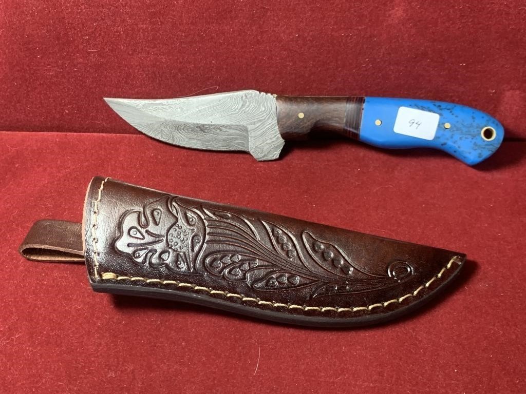 NICE FIXED BLADE DAMASCUS KNIFE WITH SHEATH