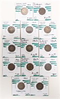 (13) 1859-1868 Indian Cents