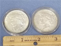Lot of 2 Peace silver dollars 1923, 1922D       (k