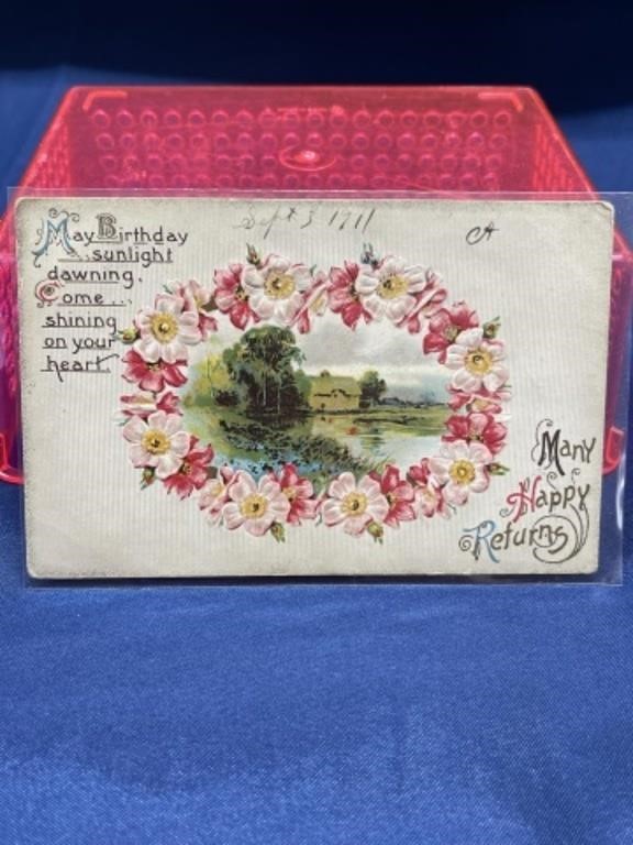 1911 Early 1900s happy birthday postcard