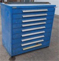 9- Drawer Blue Metal Tool Cabinet 45"w, 46"t,