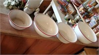 Red enamel mixing bowls, set of 4