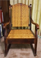 Vintage Wooden Rocking Chair w/ Cane Back & Seat