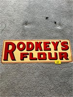 Rodkey’s Flour Double Sided Metal Sign Vintage