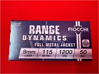 50 Rounds of Fiocchi Range Dynamics 9MM FMJ