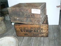 2 vintage wooden Gelatin Strip Gel boxes