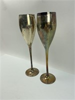 Pair of Silverplate Champagne Flutes