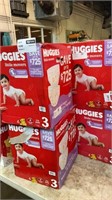 1 LOT 4- HUGGIES DIAPERS SIZE 3, 174  CT.