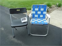 Web Lawn Chair & Black Plastic Folding Chair