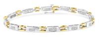 10k 2-tone Gold 1.00ct Diamond Geo Link Bracelet
