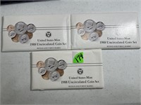 (3) 1988 Uncirculated Mint Sets
