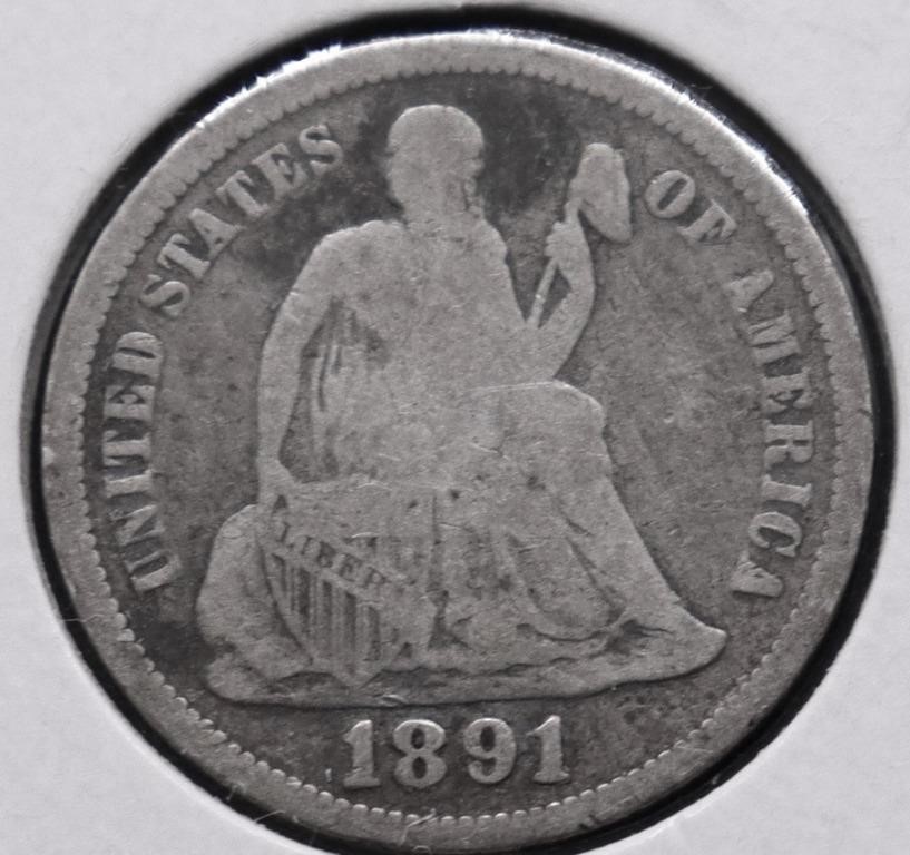 1891 SEATED DIME G