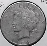 1922 S PEACE DOLLAR VG