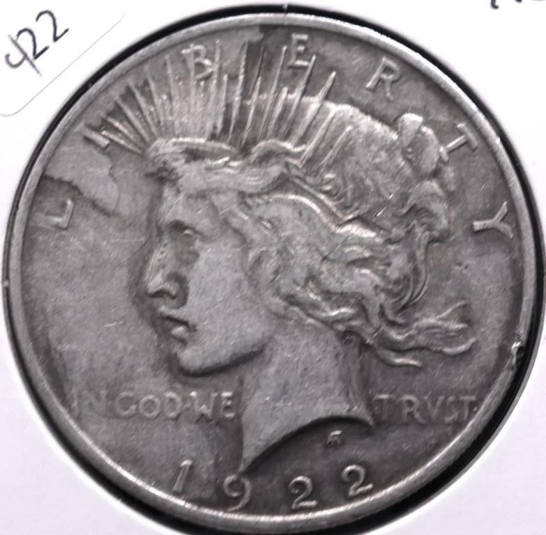 1922 PEACE DOLLAR VF