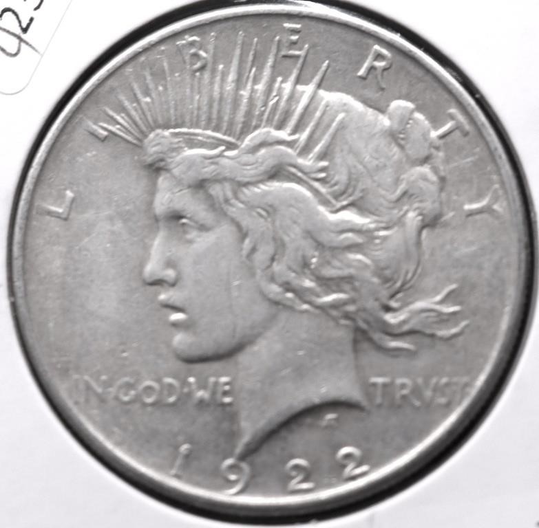 1922 PEACE DOLLAR VF