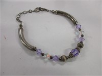 Vintage sterling silver amethyst crystal bracelet