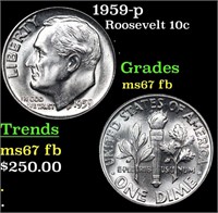 1959-p Roosevelt Dime 10c Grades Gem++ Full Bands