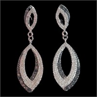 Elegant 3/4 ct Black & White Diamond Earrings