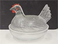 Glass Hen on a Nest 6.5" L