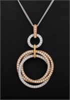 18K Rose & White Gold Diamond Pendant Necklace