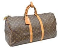 LOUIS VUITTON 'KEEPALL' MONOGRAM CANVAS DUFFLE BAG