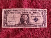 1957 B Silver Certificate Dollar Bill
