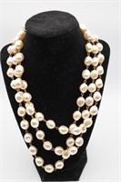 Three Stand Faux Pearl Necklace