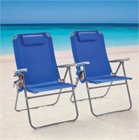 B3256  Mainstays Beach Chair, Blue 2-Pack