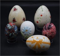 Group of Vintage Hand Decorated Ceramic Eggs