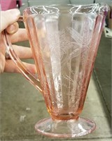 Pink Depression Glass 8" Pitcher "Poinsettia"