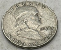 (KC) 1954d Silver Franklin Half Dollar Coin